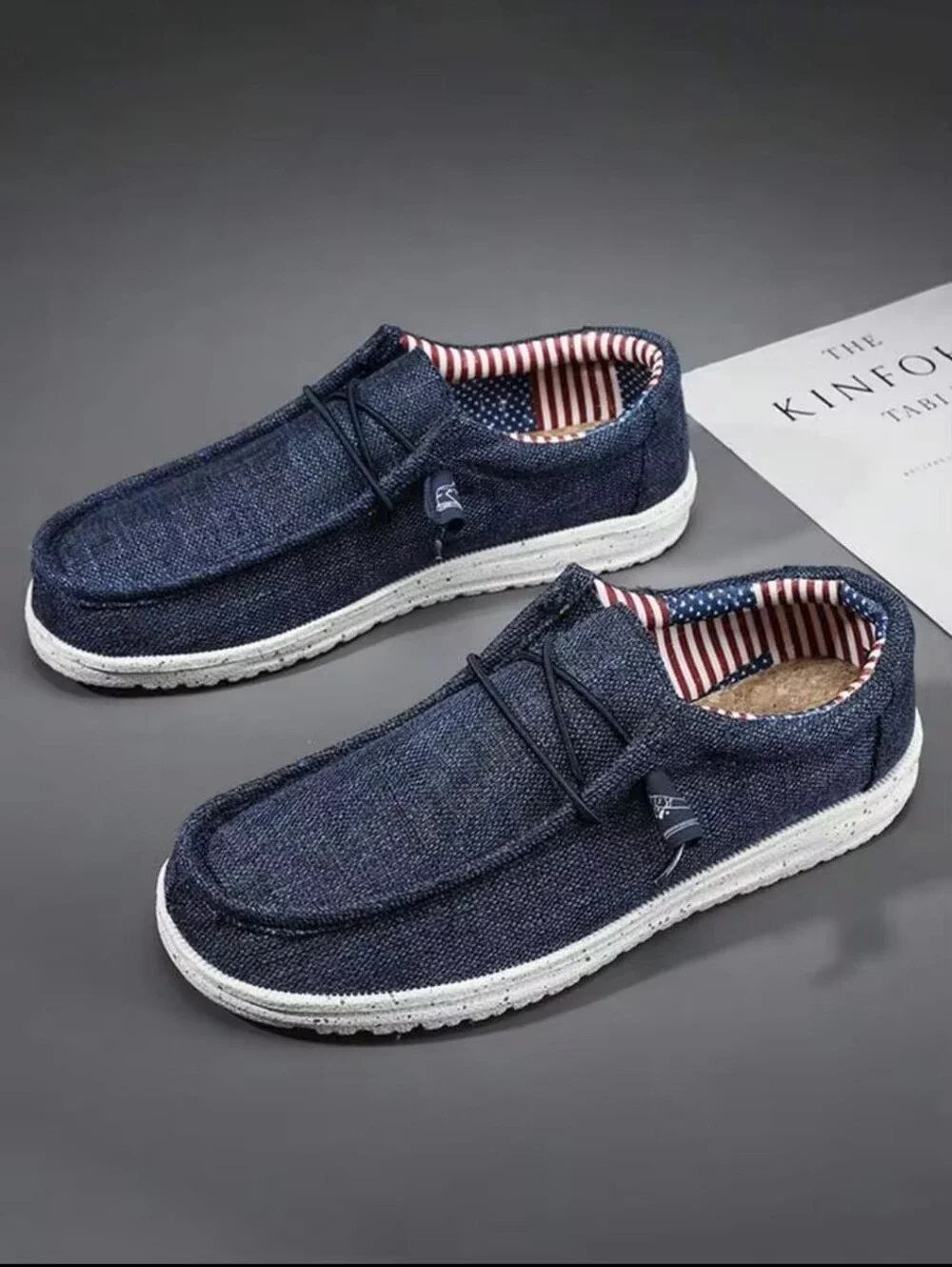 Men's Blue Casual Linen Breathable SlipOn Shoes Comforable Lightweight Versatile